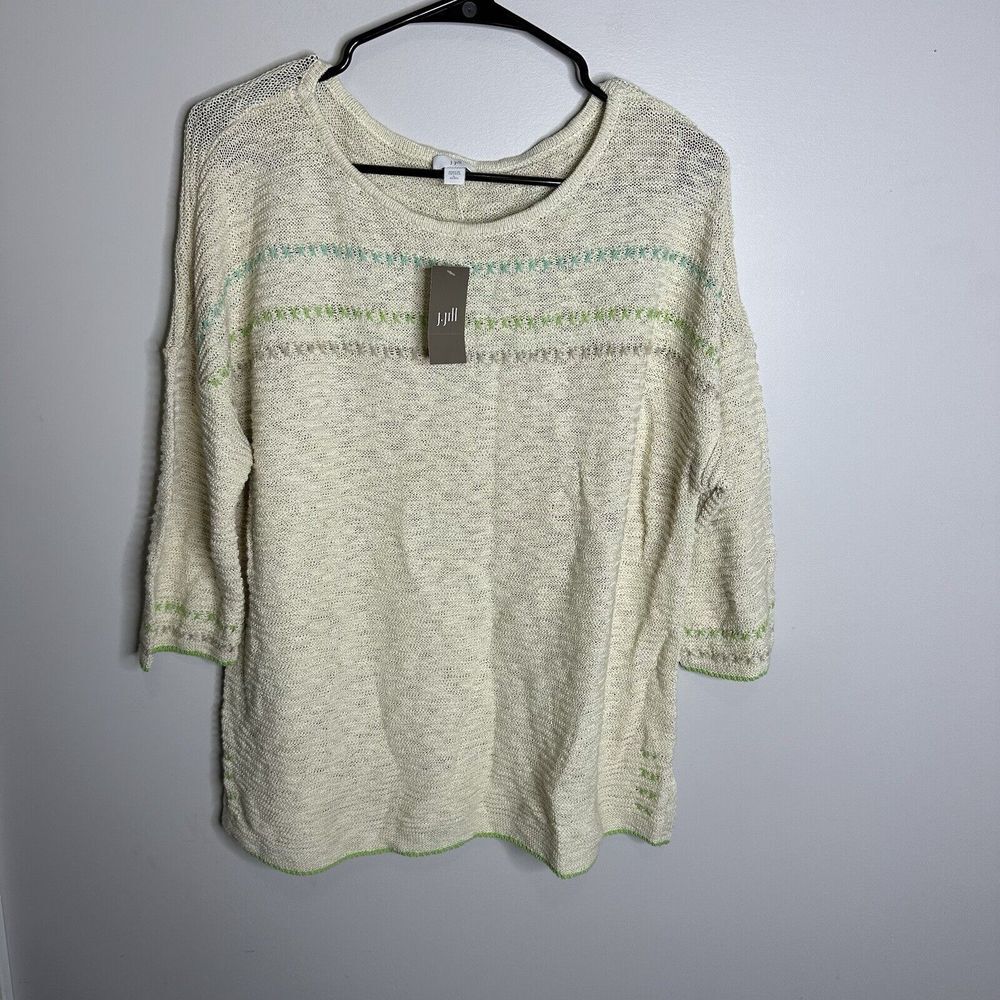 Women's NEW J. Jill Size‎ LP 3/4 Sleeve Crochet Top Blouse